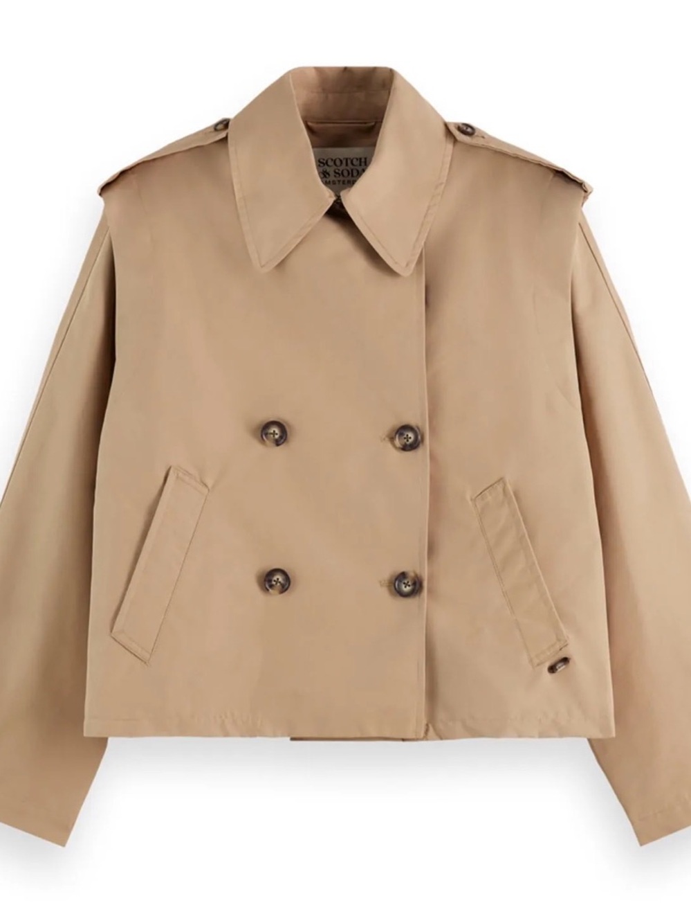 Scotch & Soda Cropped Trench Coat - Desert Sand / S